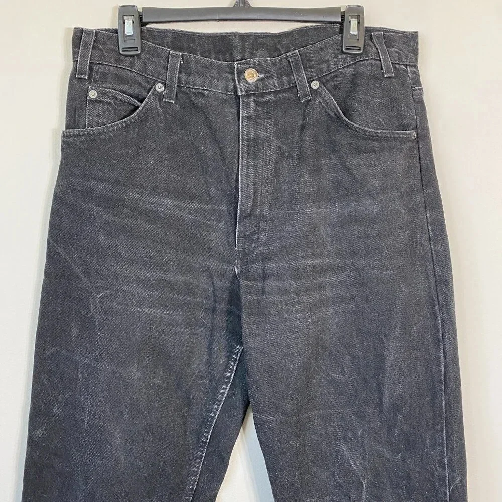 Vintage Levis 550 Orange Tab Denim Jeans Relaxed Fit Men's 34x32 Black Raw Hem